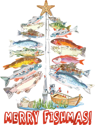 Merry Fishmas Christmas Tree Fish Funny Fishing Tote Bag