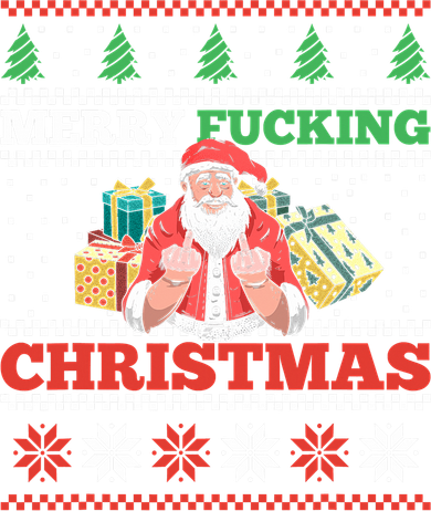 Merry Fucking Christmas Adult Humor Santa Pun Ugly Sweater Women's Tank Top