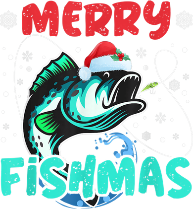 Merry Fishmas Funny Christmas Fishing Fish Gift Xmas Kids T-Shirt