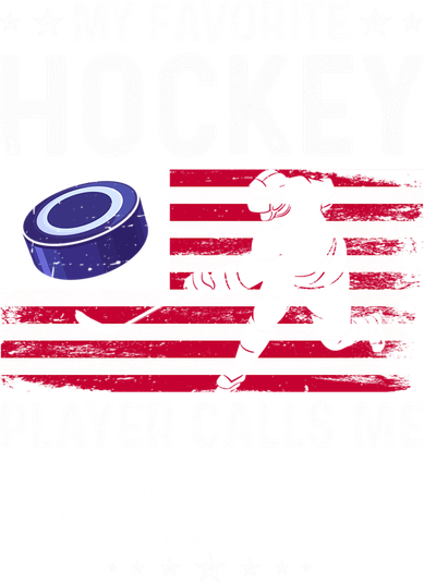 My Favorite Hockey Player Calls Me Grandpa American Flag Gift T-Shirt