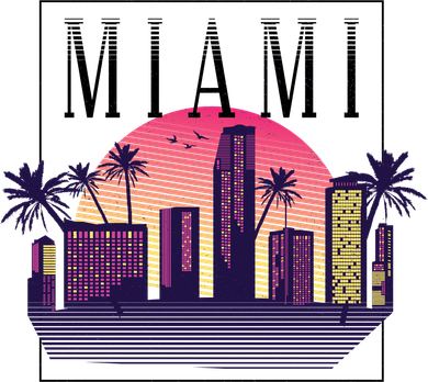Miami Florida Retro Skyline Doggie Tank