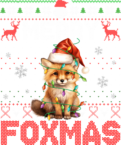 Merry Foxmas Santa Fox Lights Fox Lovers Ugly Xmas Gift Women's Sweatshirt