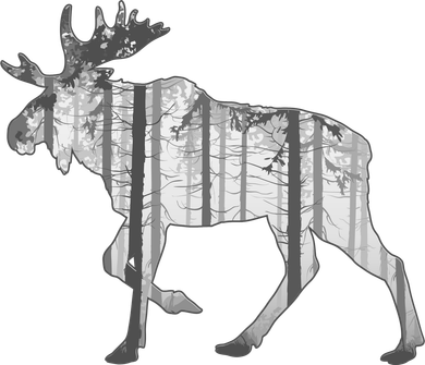 Moose Forest Silhouette Grey Style Women's Hoodie