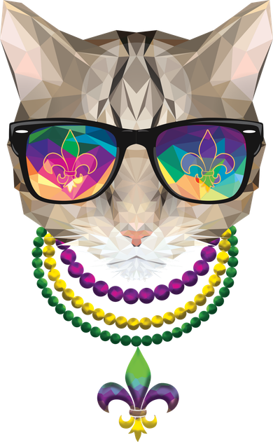 Mardi Gras Cat Beads and Sunglasses NOLA Coffee Mug