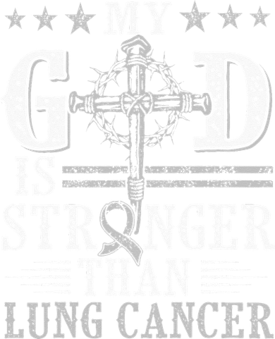 My God Is Stronger Than Lung Cancer Cross & Ribbon Beanie