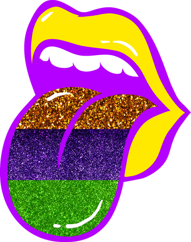 Mardi Gras Colorful Lips Button