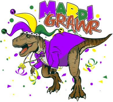 Mardi Grawr T-Rex Kids Long Sleeve Shirt