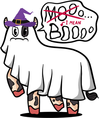 Mooo I Mean Boo Funny Gift Halloween Funny Cow Gift Baby Bodysuit