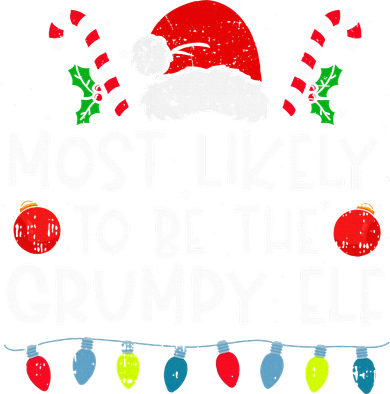 Most Likely To Be The Grumpy Elf Family Crew Christmas  Kids Hoodie