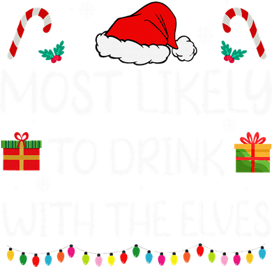Most Likely To Drink With The Elves Elf Family Christmas Tank Top