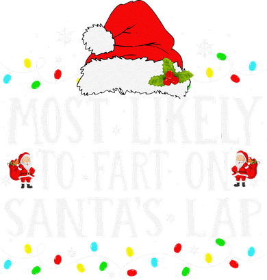 Most Likely To Fart On SantaS Lap Christmas Xmas Lights Tote Bag