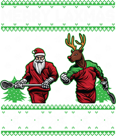 Merry Laxmas Ugly Christmas Lacrosse Santa Reindeer Sweater Sweatshirt Doggie Tank