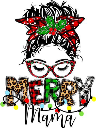 Merry Mama Christmas Messy Bun Ladies Red Plaid Leopard Gift Tote Bag