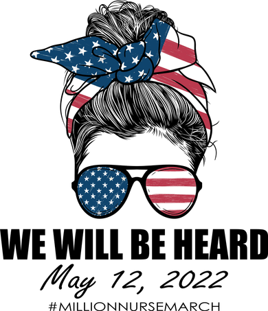 Million Nurse March We Will Be Heard Messy Bun USA Baby Bodysuit