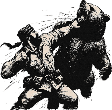 Man Punching Bear Funny Retro Vintage Hunting Women's T-Shirt