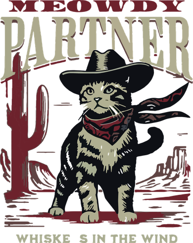 Meowdy Partner Cowboy Cat Vintage Cowboy Baby Bodysuit
