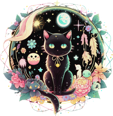 Moon Phases Crystal Witchy Cute Black Cat Kawaii Pastel Goth Women's Sweatshirt