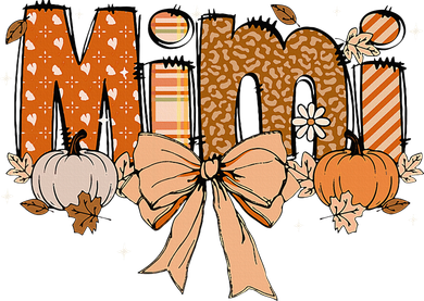 Mimi Pumpkin Fall Coquette Bow Thanksgiving Mom Button