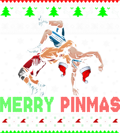 Merry Pinmas Funny Christmas Sweater Santa Wrestling Group Kids Hoodie