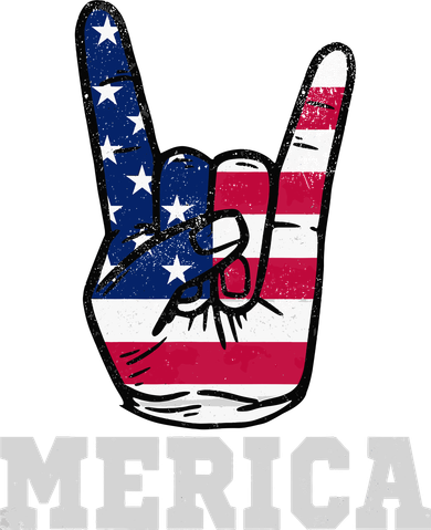 Merica Rock On Rock Sign Usa American Flag 4th Of July Women's Sweatshirt