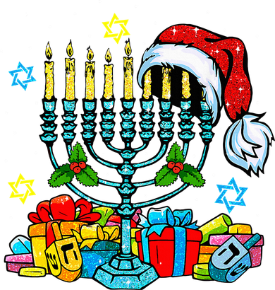 Menorah Santa Hat Chanukah Hanukkah Jewish Christmas Pajama  Sweatshirt