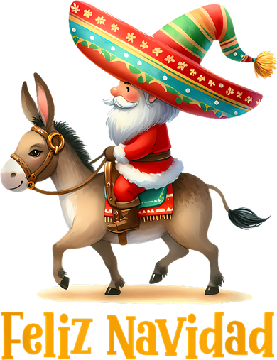Mexican Santa Riding Donkey Christmas Navidad Mexicana Long Sleeve Shirt