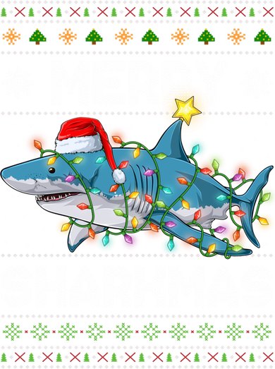 Merry Sharkmas Shark Santa Ugly Christmas Lights Xmas Baby Bodysuit