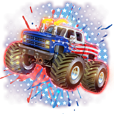 American Patriotic Monster Truck USA Button