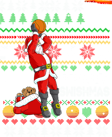 Merry Swishmas Ugly Christmas Basketball Christmas Button