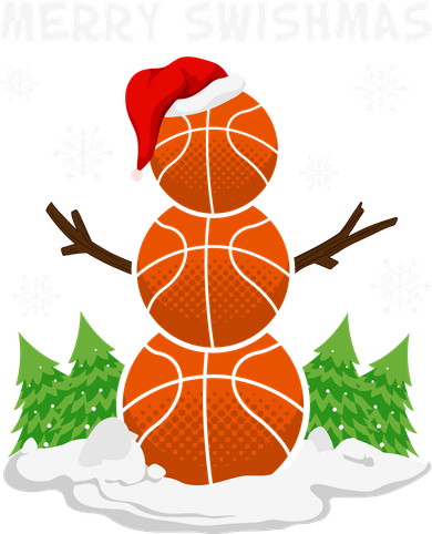 Merry Swishmas Ugly Sweater Basketball Christmas Snowman Basketball Character Women's Sweatshirt
