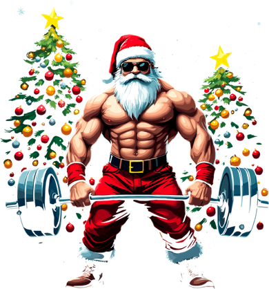 Muscle Santa Weightlifter Christmas Powerlifting Xmas Gym Gift Long Sleeve Shirt