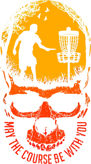May The Course Be With You Disc Golf Player Skull Sunset Golf Towel