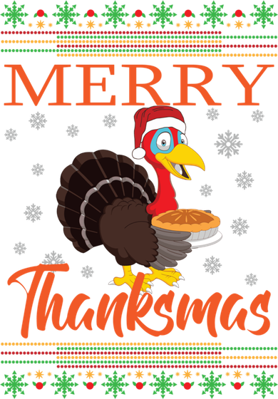 Merry Thanksmas Cute Turkey Santa Hat Thanksgiving Christmas Gift Tank Top