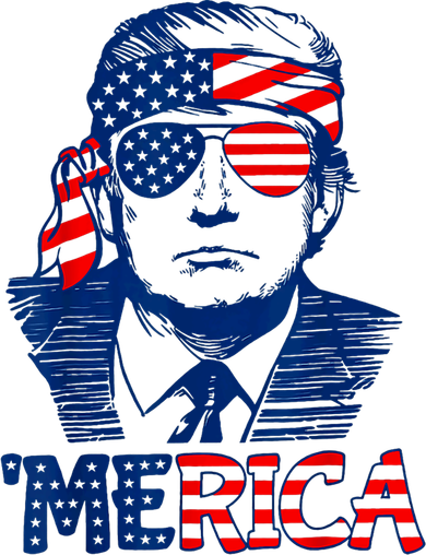 Merica Trump Happy 4th Of July Trump American Flag Fun Kids T-Shirt