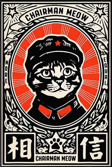 Meow Tse Tung Chinese Mao Zedong Chairman Kitten Cat Hooded Wearable Blanket