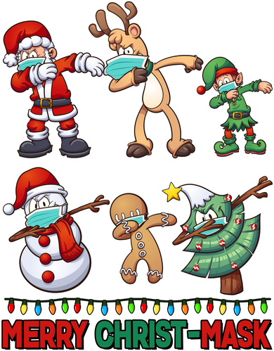 Funny Christmas Dabbing Merry Christ-Mask Hooded Wearable Blanket
