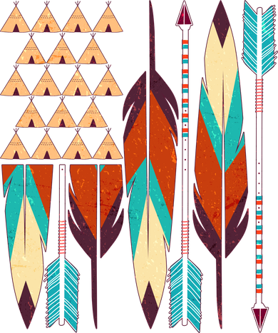 Native American Flag Feathers and Arrows Women's Long Sleeve Shirt
