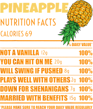 Nutrition Facts Upside Down Pineapple Swinger Men Women Button