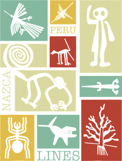 Nazca Lines Peru Geoglyphs Retro Box Artworks Bucket Hat