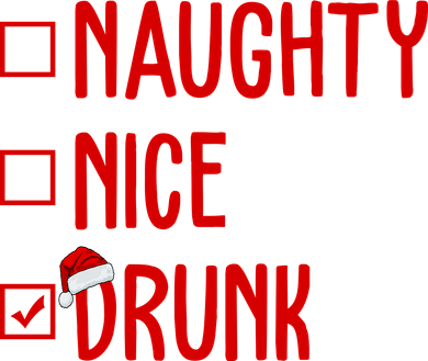 Naughty Nice Drunk Funny Christmas Checklist Coaster