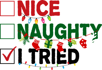Nice Naughty I Tried Funny Christmas Checklist Button