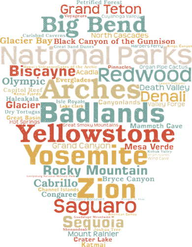National Parks List Word Cloud Camping Hiking Tank Top