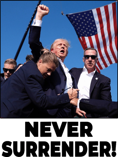 Never Surrender Trump Rally Shooting Donald Trump Statement Bucket Hat