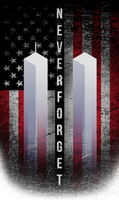 Never forget 9-11 Twin Towers American Flag Button