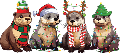 Otters Christmas Lights Mousepad
