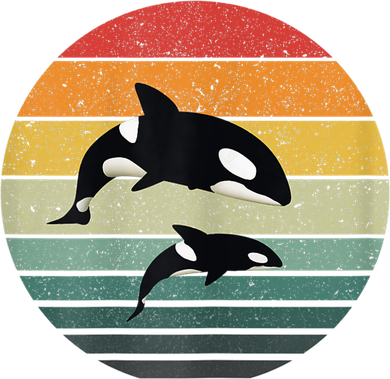 Orca Family Vintage Retro Art, Killer Whale Family Doggie Tank