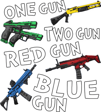 One Gun Two Gun Red Gun Blue Gun Pajama Set