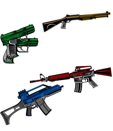 One Gun Two Gun Red Gun Blue Gun Funny Weapons Sweatshirt