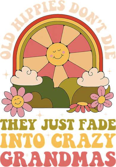Old Hippies Don't Die They Just Fade Into Crazy Grandmas Retro Vintage Kids T-Shirt