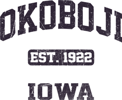 Okoboji Iowa IA vintage State Athletic style Santa Hat